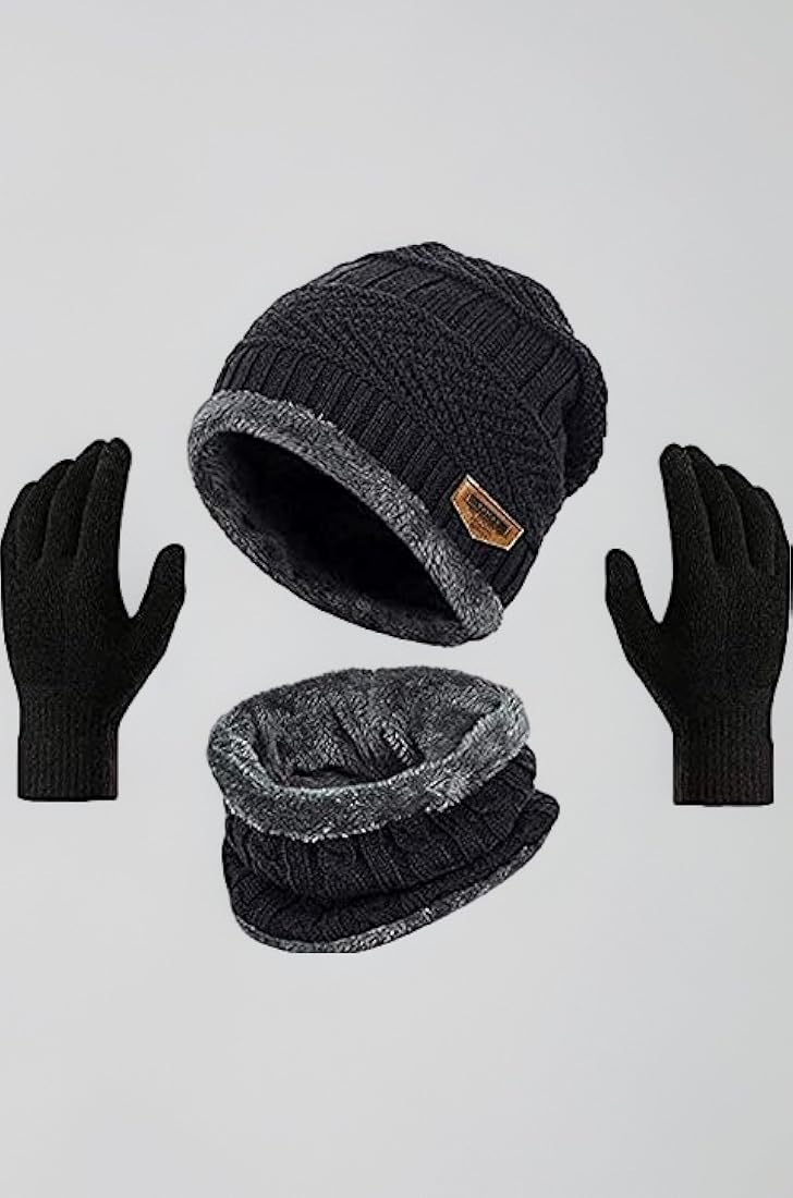 Unisex Winter Knit Beanie Cap Hat Neck Warmer Scarf